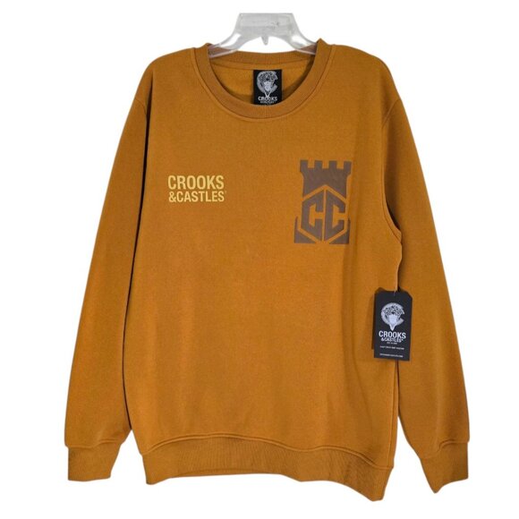 Crooks And Castles Mens Mustard Yellow Pullover Sweatshirt Fleece Size XL NWT - Picture 1 of 12